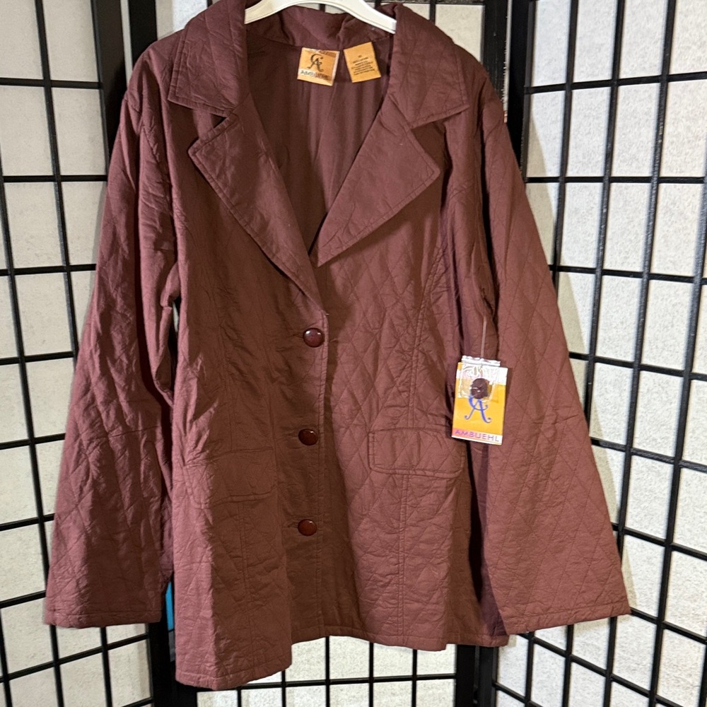 Vintage Cindy Ambuehl Brown Quilted Blazer NWT